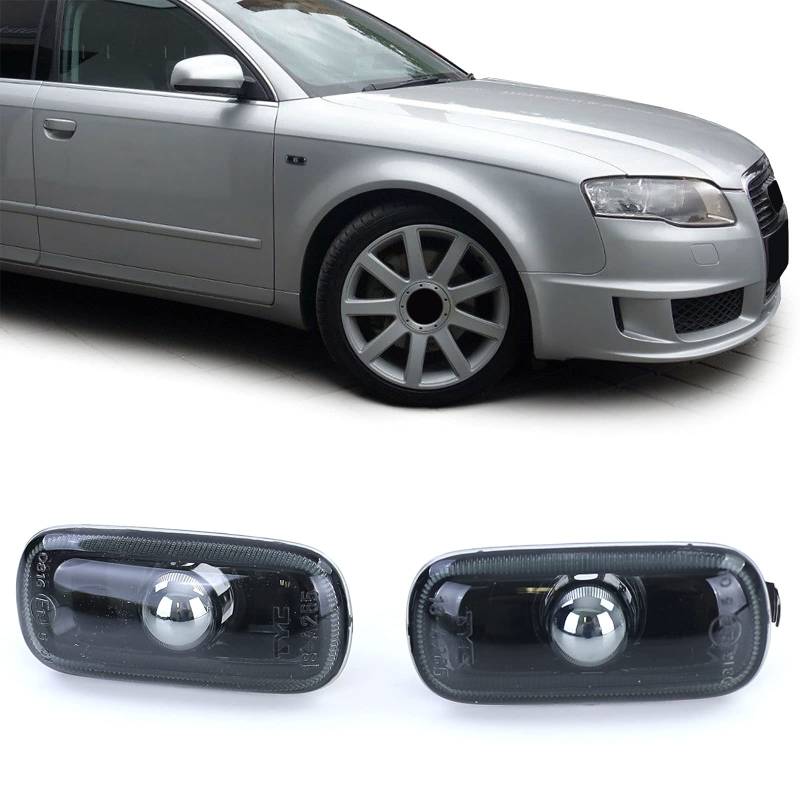 Klarglas Seitenblinker smoke schwarz Paar für Audi A3 8P A4 8E B7 A6 4F C6 von Carparts-Online