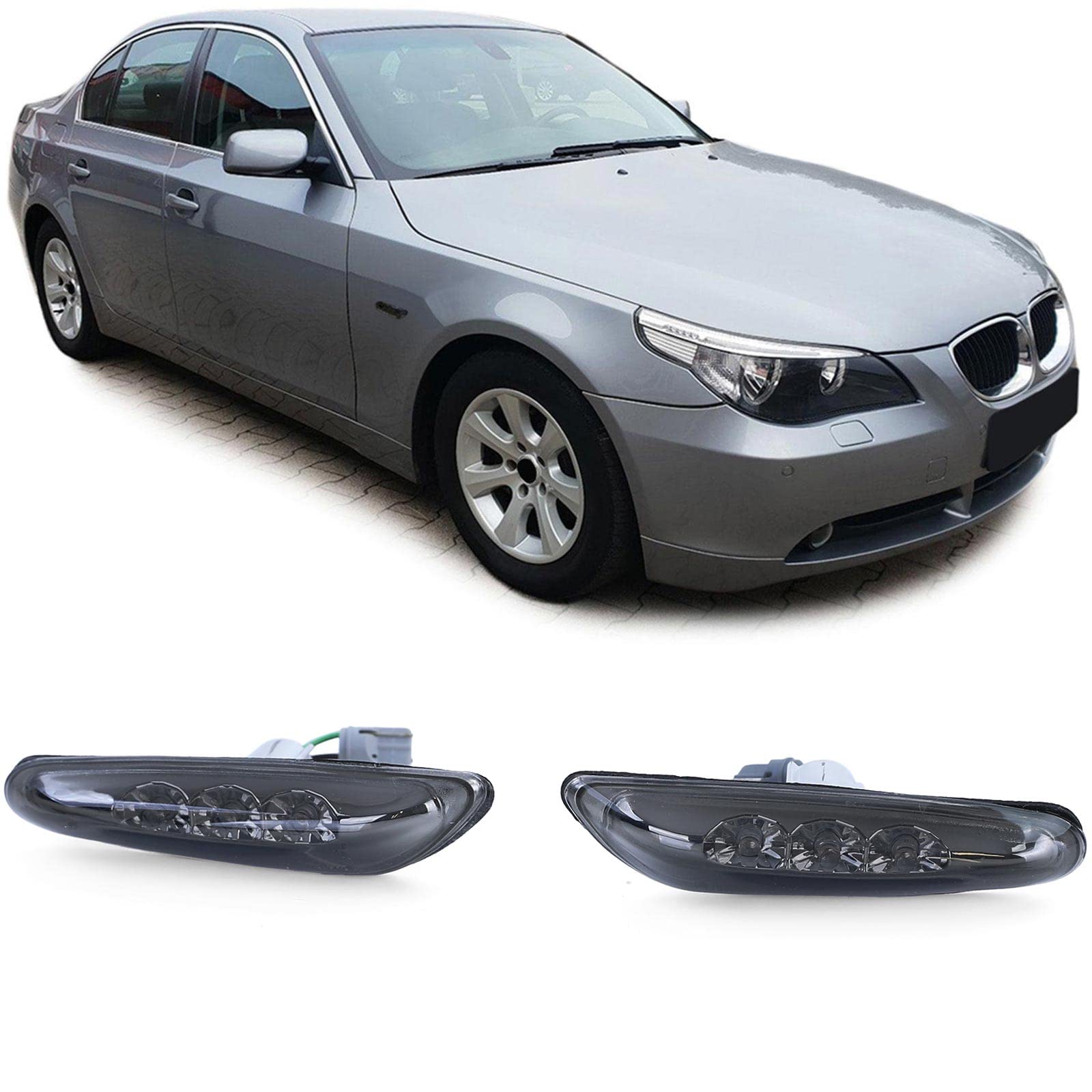 LED Seitenblinker Schwarz Smoke passend für BMW E46 E60 E61 X3 E83 von Carparts-Online