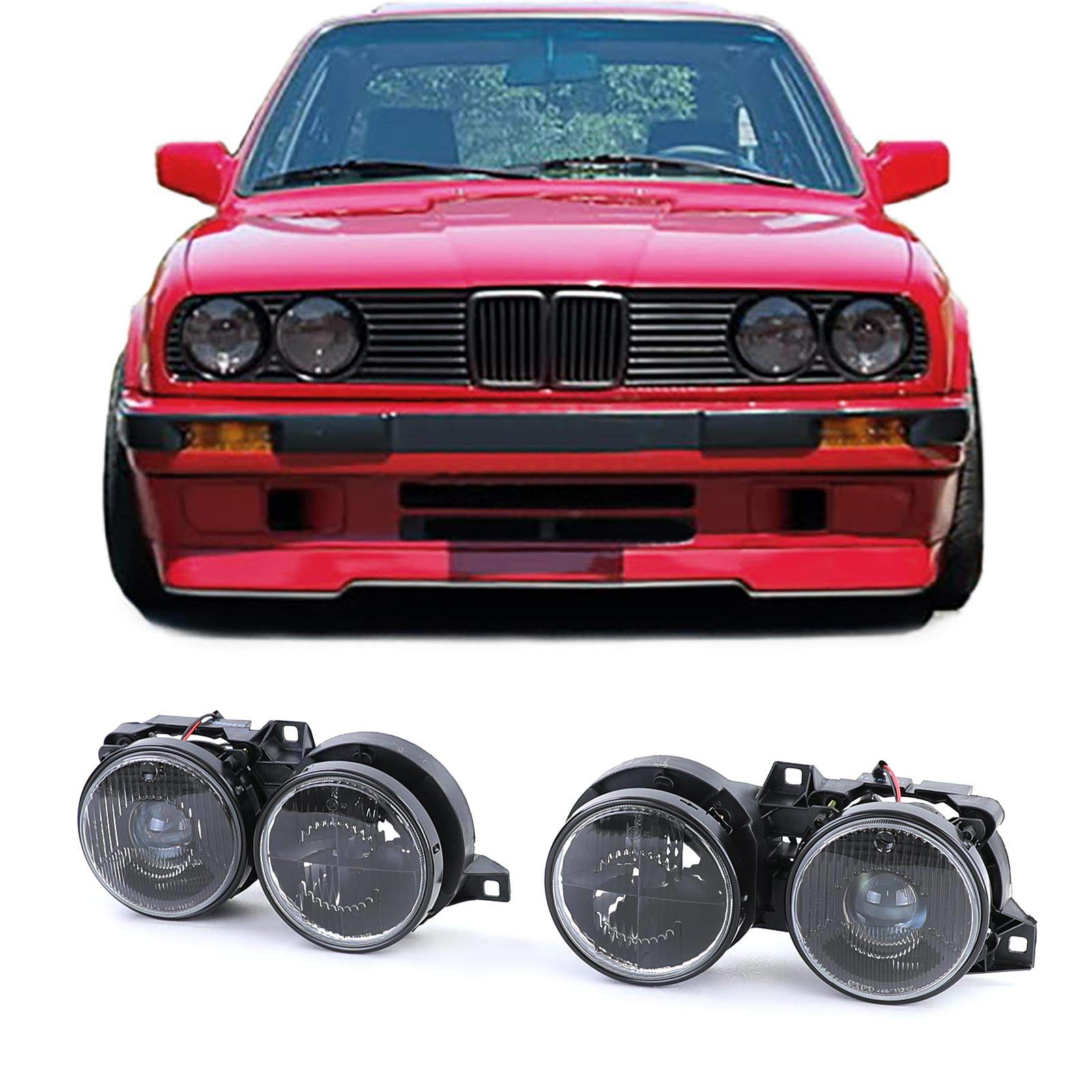 Scheinwerfer Set Schwarz Smoke passend für 3er BMW E30 87-93 von Carparts-Online