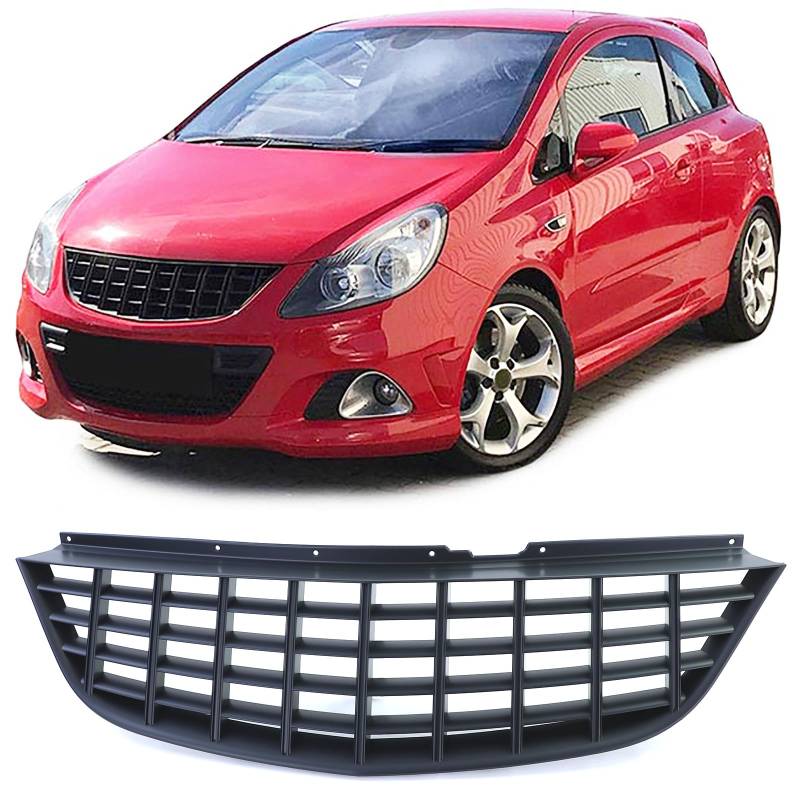 Sport Grill Kühlergrill ohne Emblem Schwarz für Opel Corsa D Vorfacelift 06-10 von Carparts-Online