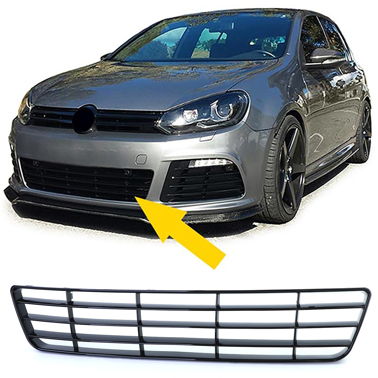 Stoßstangengitter Kühlergrill Grill Einsatz für VW Golf 6 R20 Stoßstange 08-12 von Carparts-Online