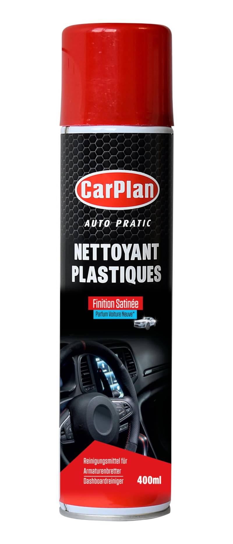 CarPlan Auto Pratic Kunststoffreiniger Neuwagenduft für glänzende Kunststoffe im Innenraum, 400 ml von Carplan