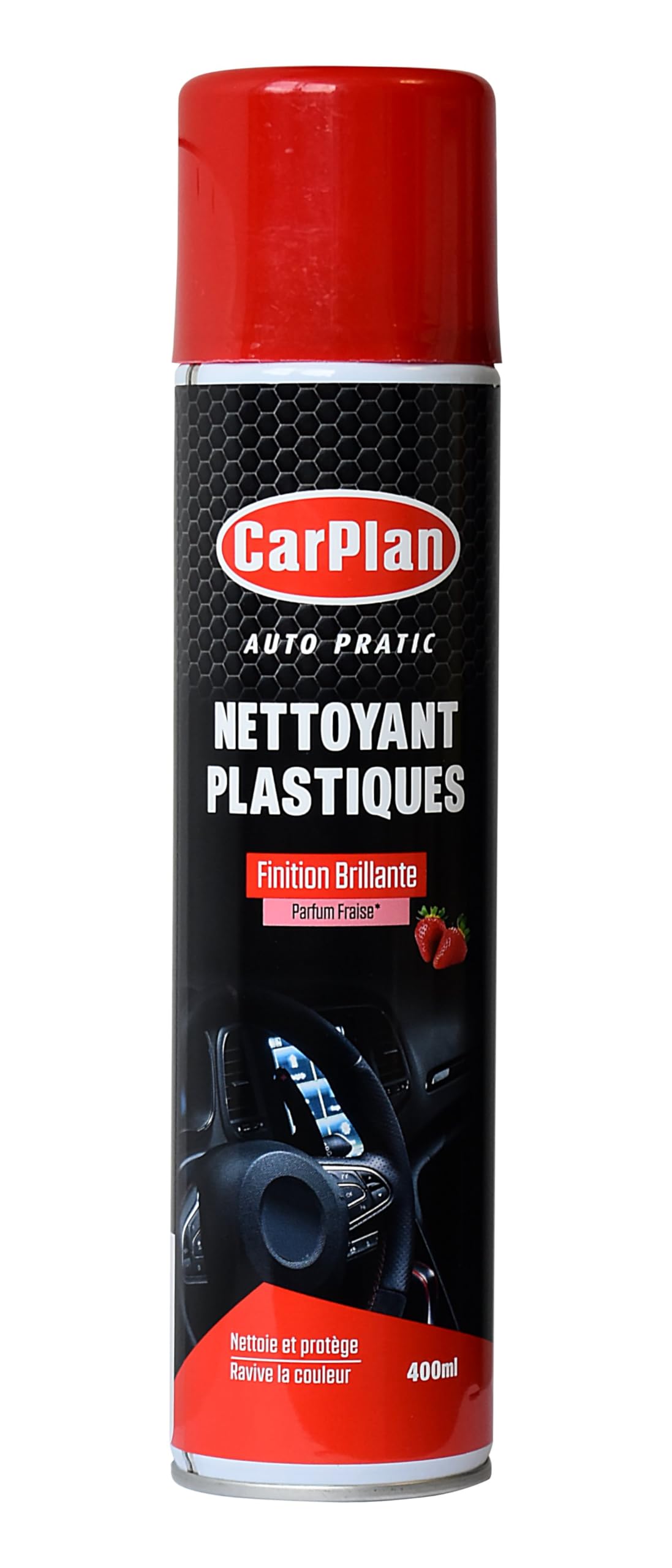 CarPlan Auto Pratic Kunststoffreiniger Erdbeerduft für glänzende Kunststoffe im Innenraum, 400 ml von Carplan