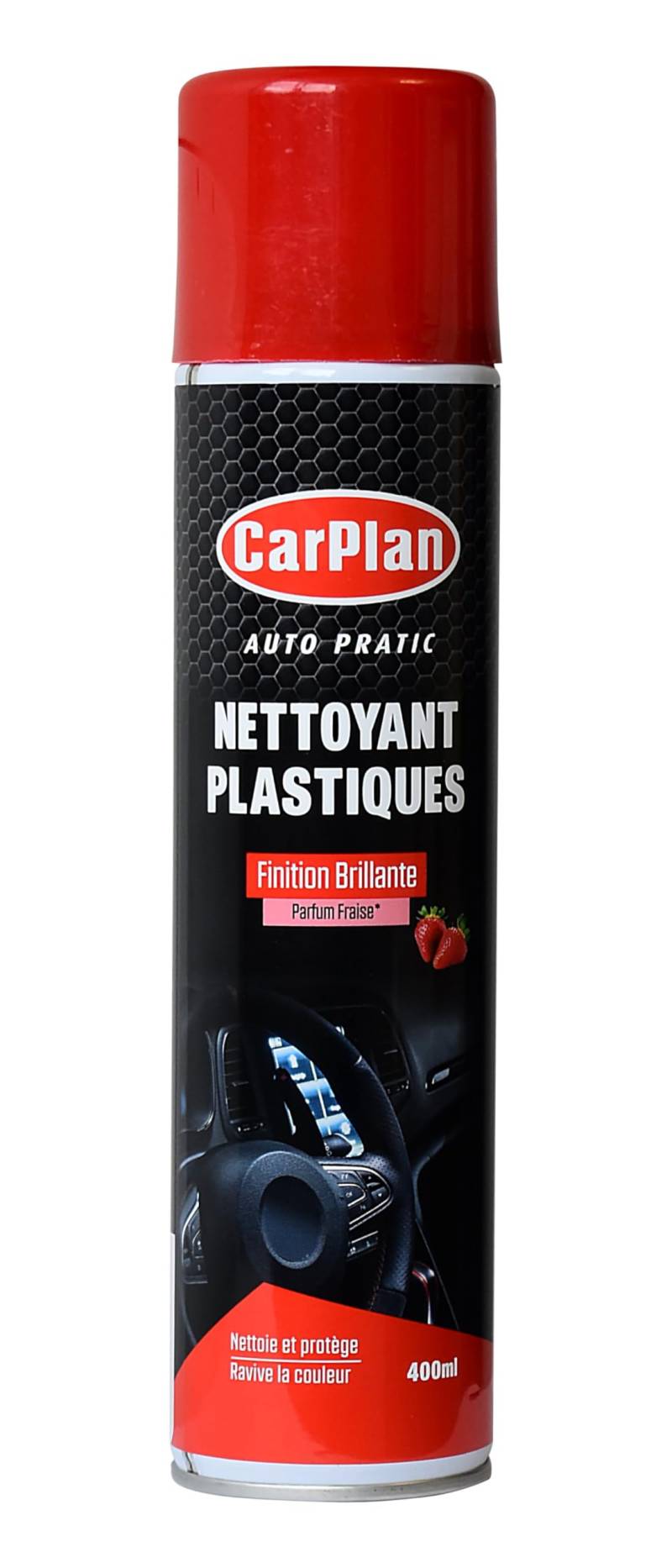 CarPlan Auto Pratic Kunststoffreiniger Erdbeerduft für glänzende Kunststoffe im Innenraum, 400 ml von Carplan