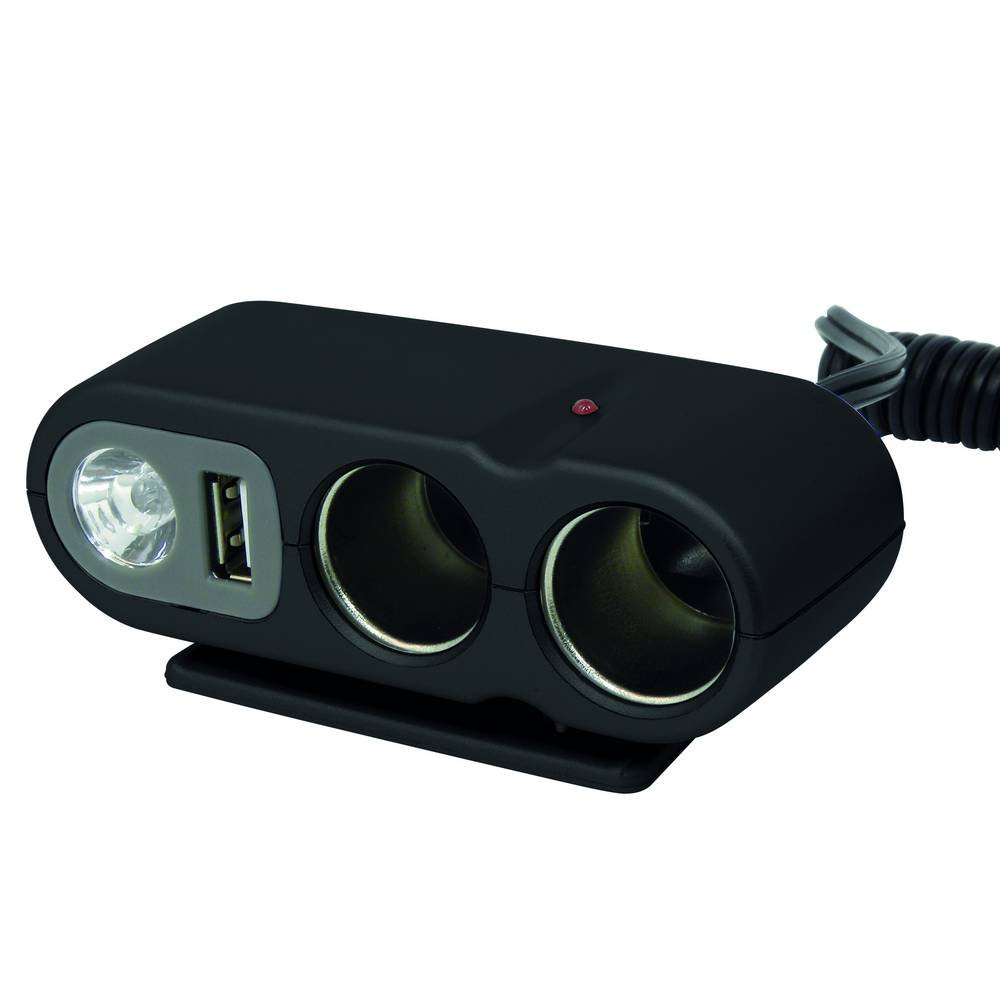 Carpoint CG Car Professional 0523434 Zweifachsteckdose mit USB und Licht von Carpoint