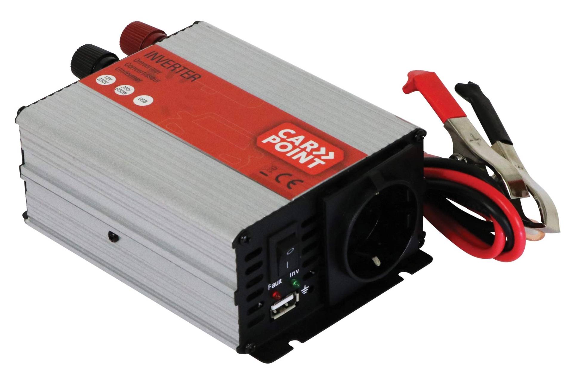 Carpoint Umformer 12V>230V 300W Batterieklemmen von Carpoint