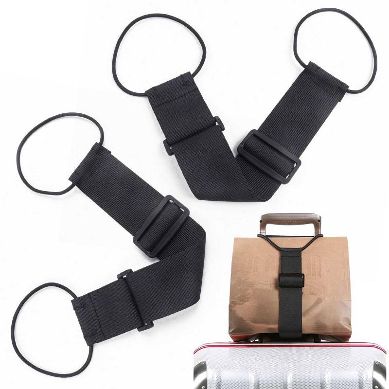 2 Pack Elastic Fastening Belt for Luggage Elastischer Nylon Backpack Luggag Straps for Suitcases Verstellbarer Gepäckgurt Universal Verstellbare Koffergurte Gepäckgurt, Sorgt Für Sichere Koffer von Carreneu