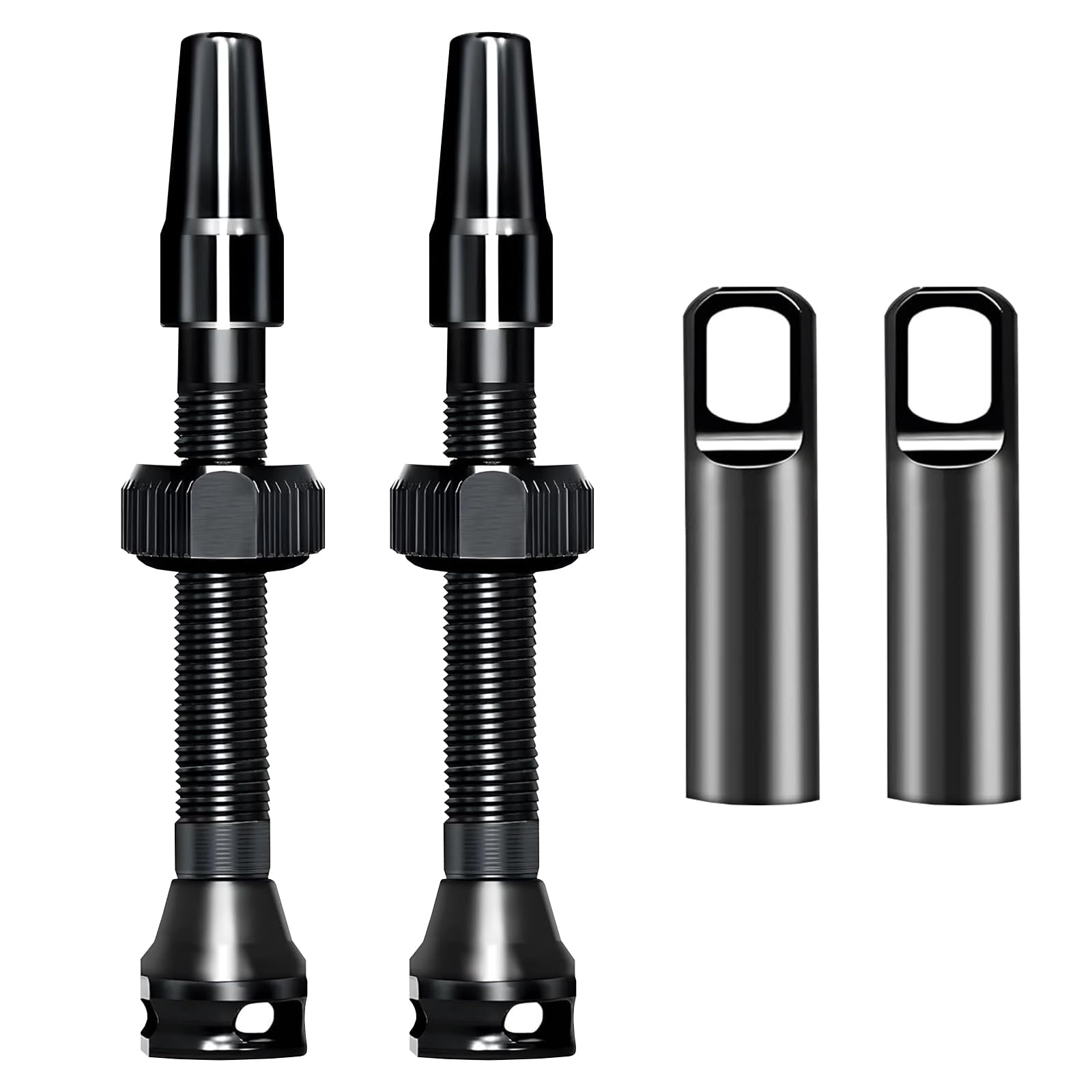 2 Stück Tubeless Ventil Tubeless Ventil 44mm Tublessventiel Aluminiumlegierung Tublessventiel Tubeless Ventil Tubeless Ventile Adapter Schlauchlose Für Fahrradreifen Straße Und MTB Reifen (Schwarz) von Carreneu