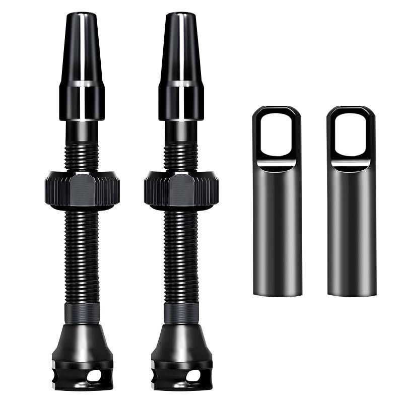 2 Stück Tubeless Ventil Tubeless Ventil 44mm Tublessventiel Aluminiumlegierung Tublessventiel Tubeless Ventil Tubeless Ventile Adapter Schlauchlose Für Fahrradreifen Straße Und MTB Reifen (Schwarz) von Carreneu