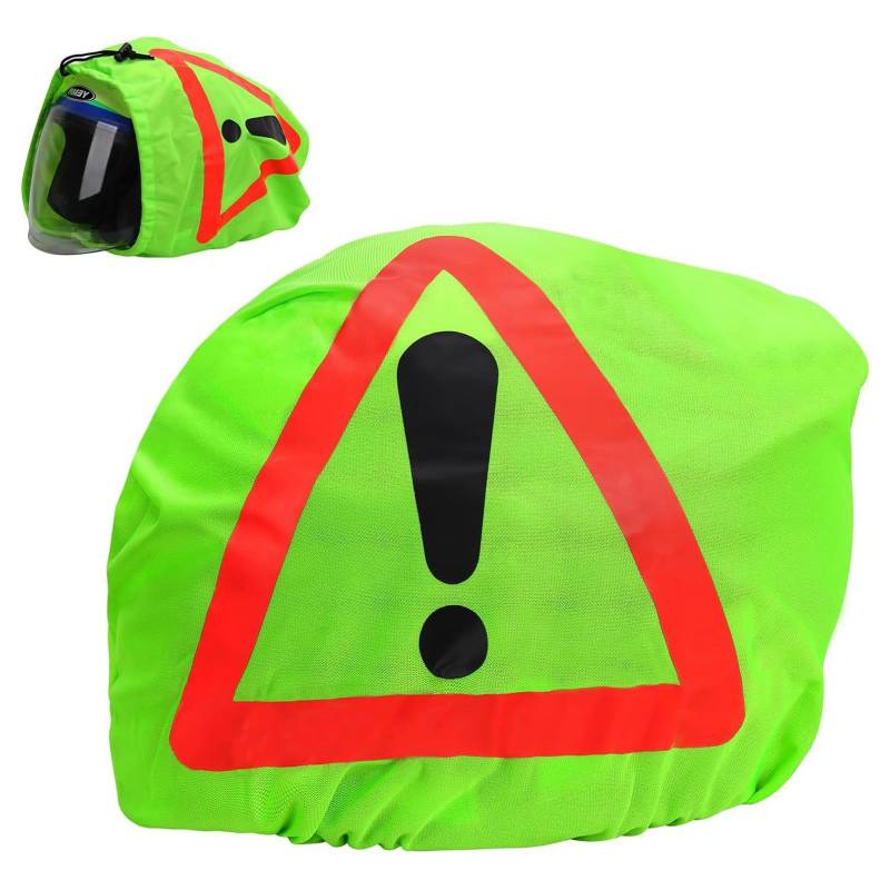 Warndreieck Motorrad Helm 46×43cm Warndreieck HelmüBerzug Motorradhelm Helmbeutel Warnsignal Motorrad Warndreieck für Motorradhelm für Unfallsicherung Unfallstelle Erste Hilfe Helmtasche (Neongrün) von Carreneu