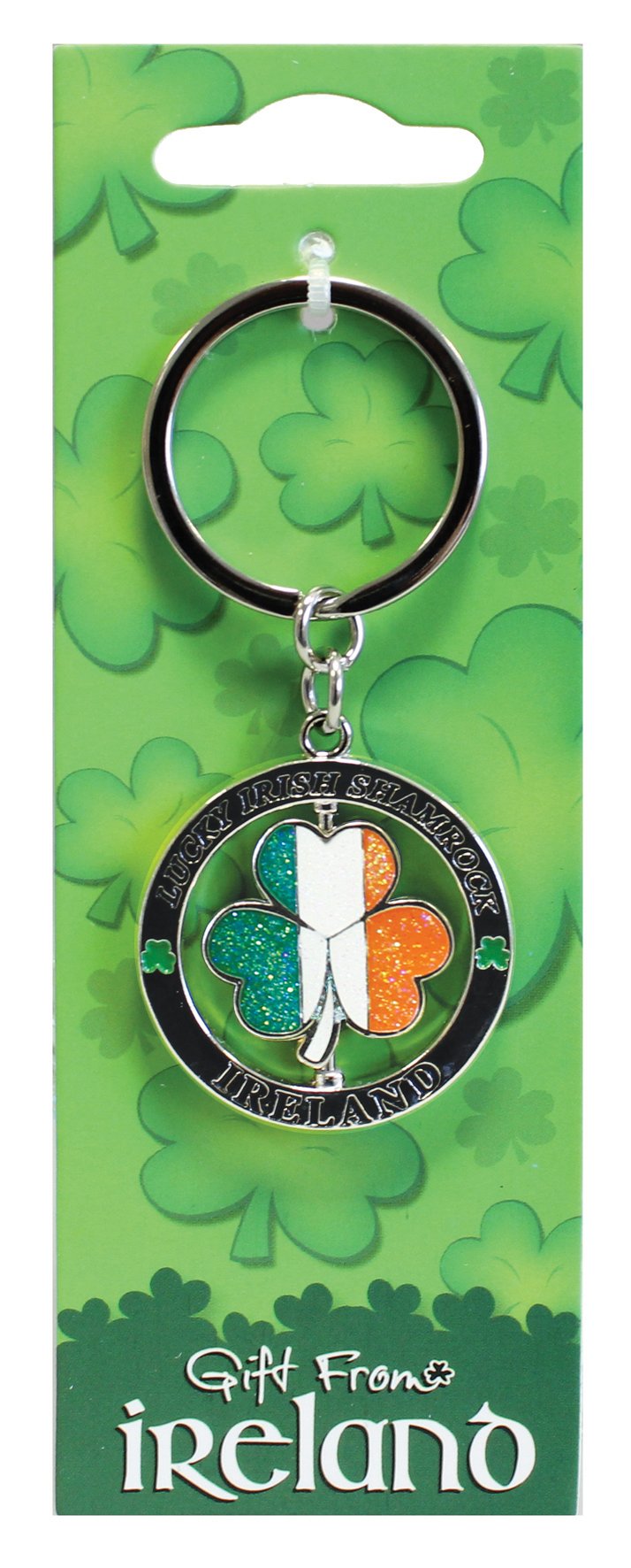 Lucky Irish Tri Color Kleeblatt Spinner Schlüsselanhänger von Carrolls Irish Gifts