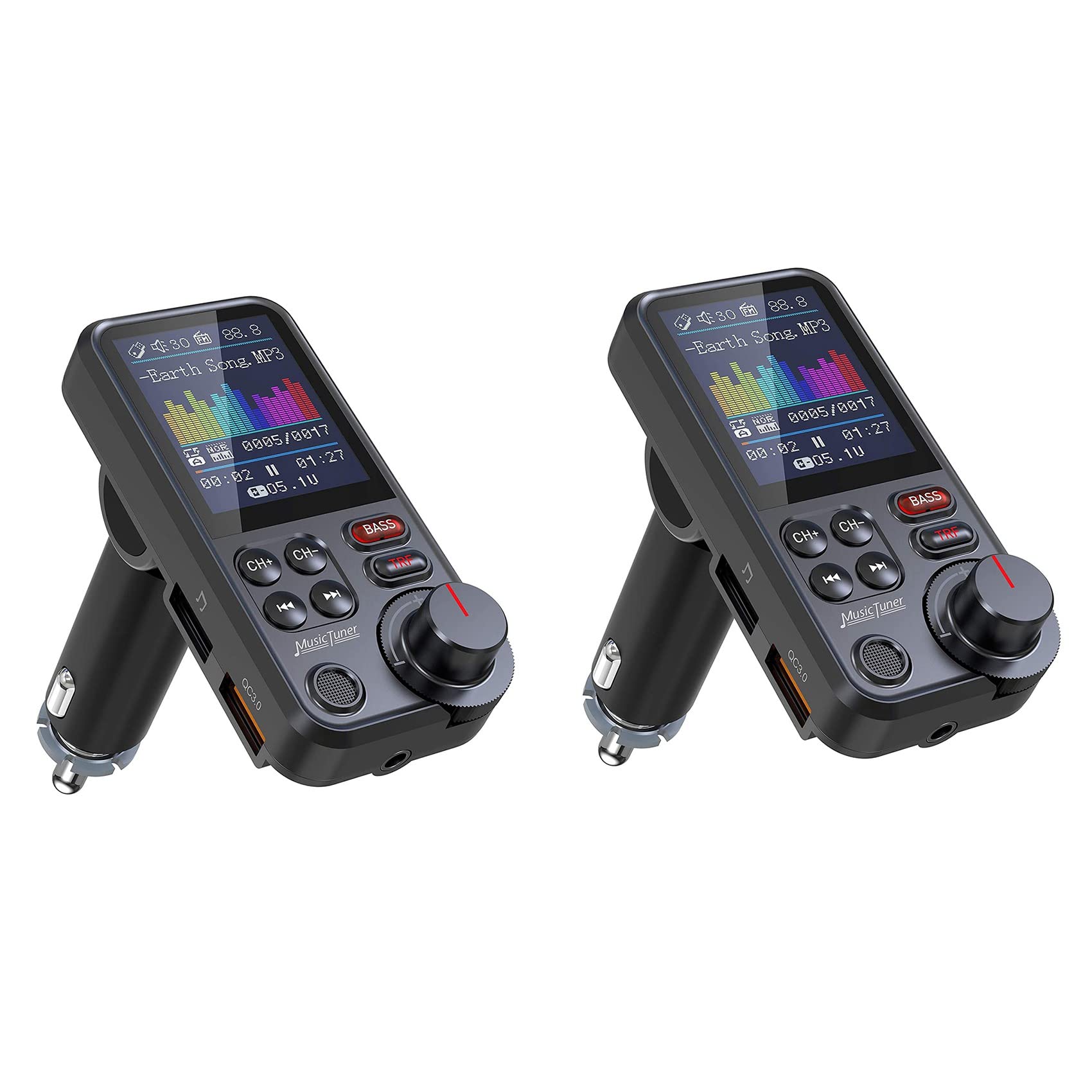 Carruuba 2X BT93 Auto Mp3 Abspieler U Disk Musik Bluetooth 5.0 FM Sender EQ Anpassung USB Auto Schnellladung von Carruuba