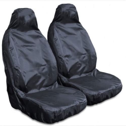 Carseatcover-UK Sitzbezüge Auto, Autositzbezüge, Vordersitze Sitzschoner, Universal Schonbezüge Für Autositze Autositzschoner Autositzauflage Schutz, Schwarzer wasserdichter Stoff von Carseatcover-UK