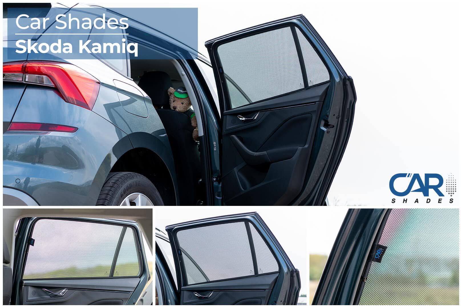 Satz Car Shades (Hintertüren) kompatibel mit Skoda Kamiq 2019- (2-teilig), Schwarz von Carshades