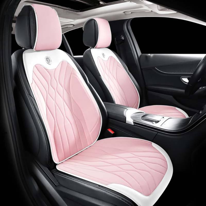 Carshaping Autositzbezug, Eisseide, bequem, atmungsaktiv, für den Sommer, Frühling, Autositzkissen (Rosa vorne + hinten, 11 Stück) von Carshaping