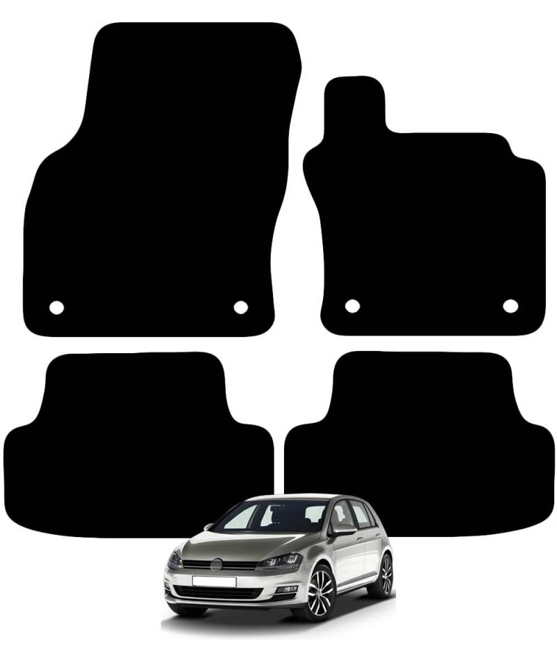 Carsio CARP-CUT-2996-(55 x 4) maßgeschneiderte Schwarze Teppich-Fußmatten für Volkswagen Golf MK7 2012–2017 – 4-teiliges Set mit 4 Clips von Carsio