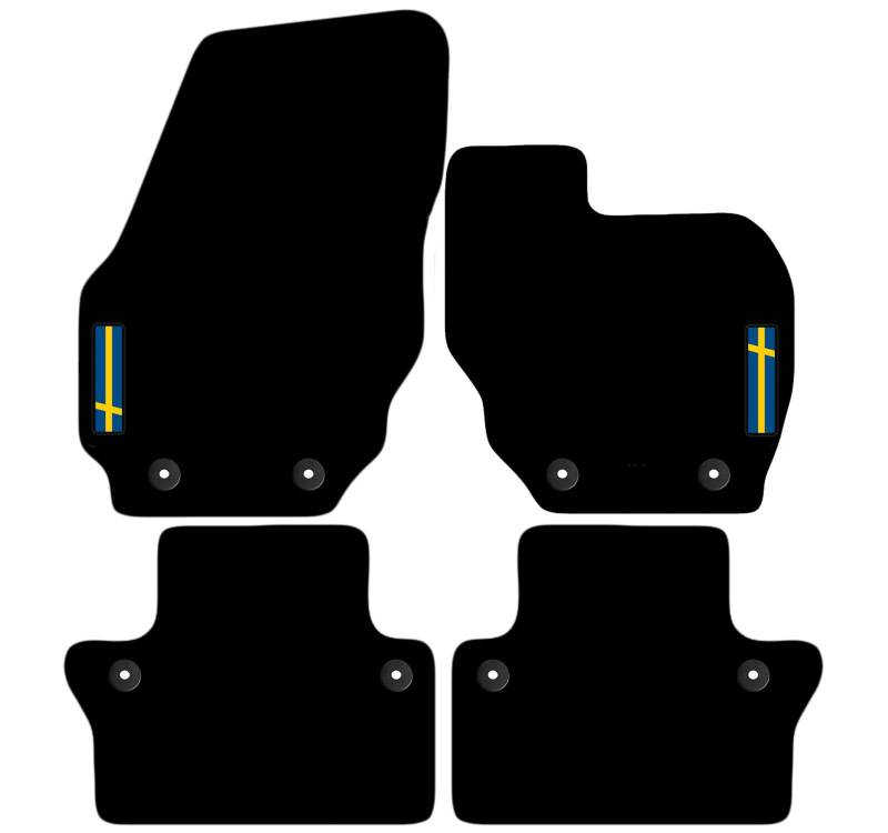 Carsio L183-CARP-CUT-1337-(39x8) maßgeschneiderte Auto-Fußmatte mit Logo und 8 Clips für Volvo V70 2008 bis 2016 Handbuch schwarz von Carsio