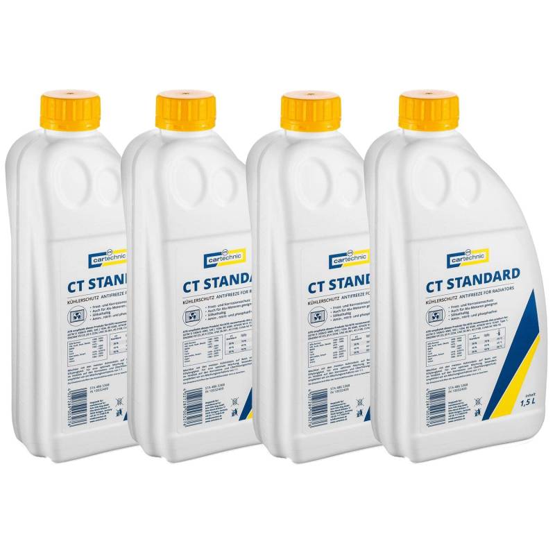 CARTECHNIC 4X Kühlerschutz Kühlflüssigkeit Kühlerfrost CT Standard grün-gelb 1,5L von CARTECHNIC