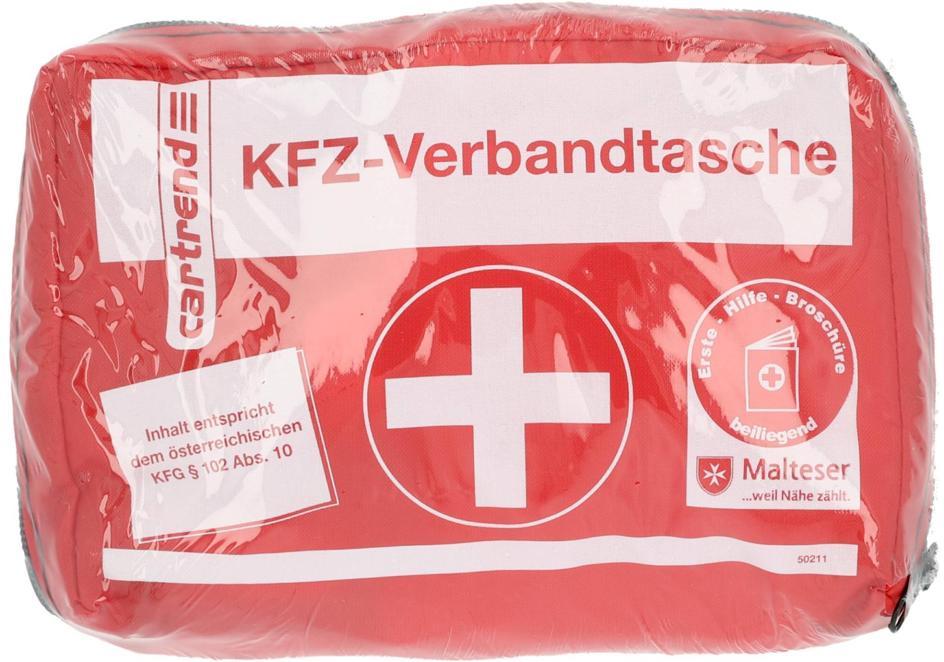 Cartrend 50211 KFZ-Verbandtasche Österreich, Inhalt Entspricht Österreichischem KFG 102 ABS 10, Weiß/Rot von cartrend