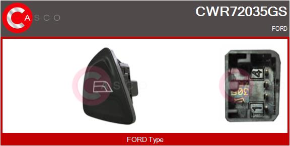 Schalter, Fensterheber beifahrerseitig Casco CWR72035GS von Casco