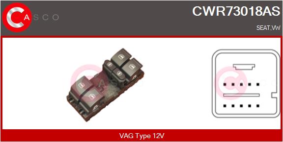 Schalter, Fensterheber fahrerseitig Casco CWR73018AS von Casco