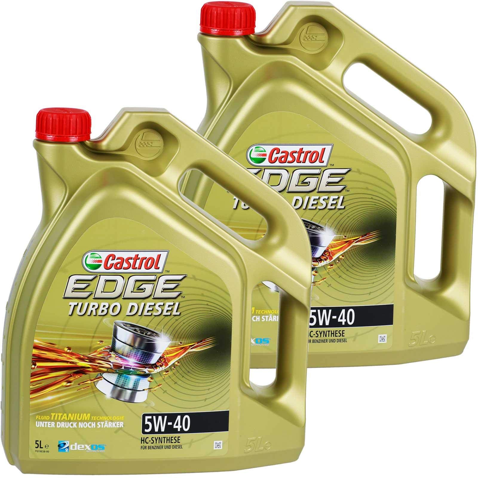 2x 5 L = 10 Liter Castrol Edge Turbo Diesel Fluid Titanium 5W-40 Motoröl inkl. Castrol Ölwechselanhänger von Castrol Bundle