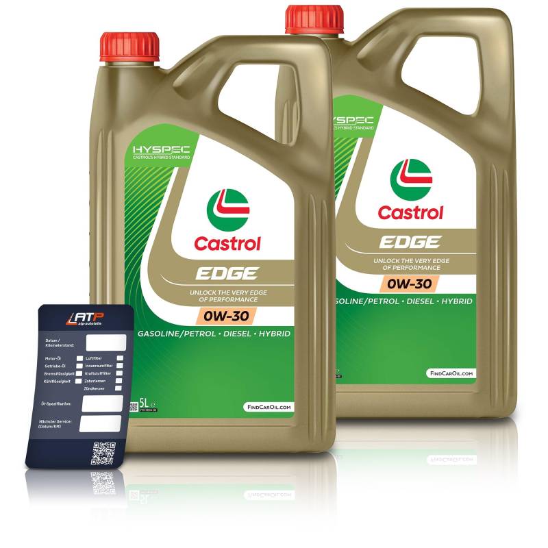 2x 5 L = 10 Liter Castrol Edge Fluid Titanium 0W-30 Motoröl inkl. Castrol Ölwechselanhänger von Castrol Bundle