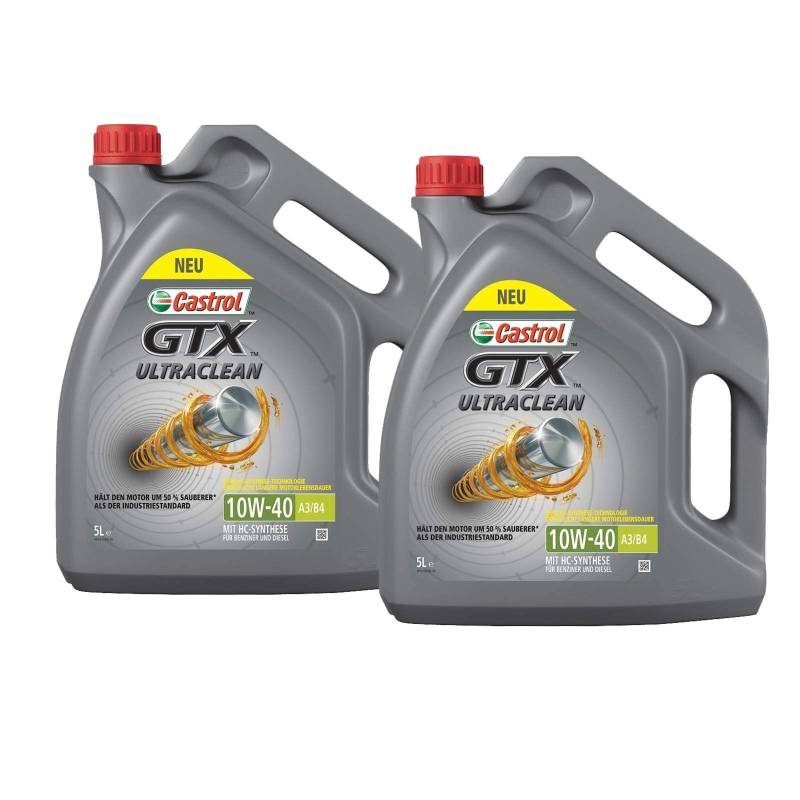 Motorenöl 10W-40 GTX Ultraclean A3/B4 [2x 5 L] von Castrol (SET15A4D510L) Öl Schmierung Motorenöl von Castrol Bundle