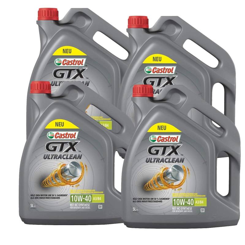 Motorenöl 10W-40 GTX Ultraclean A3/B4 [4x 5 L] von Castrol (SET15A4D520L) Öl Schmierung Motorenöl von Castrol Bundle