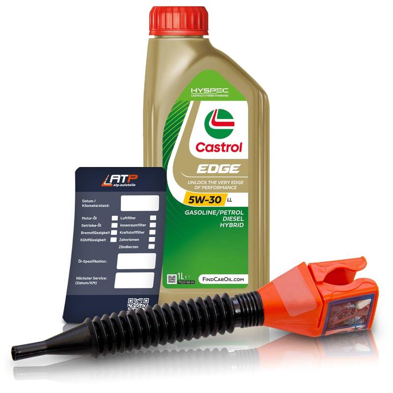 1 L Liter Castrol Edge Fluid Titanium 5W-30 LL Motoröl inkl. Castrol Ölwechselanhänger und Einfülltrichter von Castrol