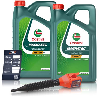 Castrol 10 L Magnatec 5W-40 C3 + Ölwechsel-Anhänger + Einfülltrichter [Hersteller-Nr. 15C9CB] von Castrol