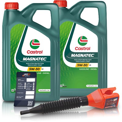 Castrol 10 L Magnatec 5W-30 C3 + Ölwechsel-Anhänger + Einfülltrichter [Hersteller-Nr. 15D612] von Castrol