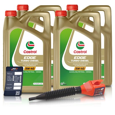 Castrol 20 L EDGE Turbo 5W-40 + Ölwechsel-Anhänger + Einfülltrichter [Hersteller-Nr. 1535BD] von Castrol