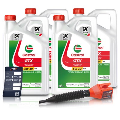 Castrol 20 L GTX 5W-30 RN17 + Ölwechsel-Anhänger + Einfülltrichter [Hersteller-Nr. 15CC30] von Castrol