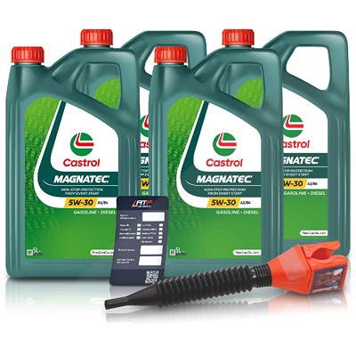 Castrol 20 L Magnatec 5W-30 A3/B4 + Ölwechsel-Anhänger + Einfülltrichter [Hersteller-Nr. 15C94D] von Castrol