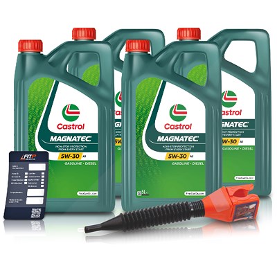 Castrol 20 L Magnatec 5W-30 A5 + Ölwechsel-Anhänger + Einfülltrichter [Hersteller-Nr. 15CA44] von Castrol