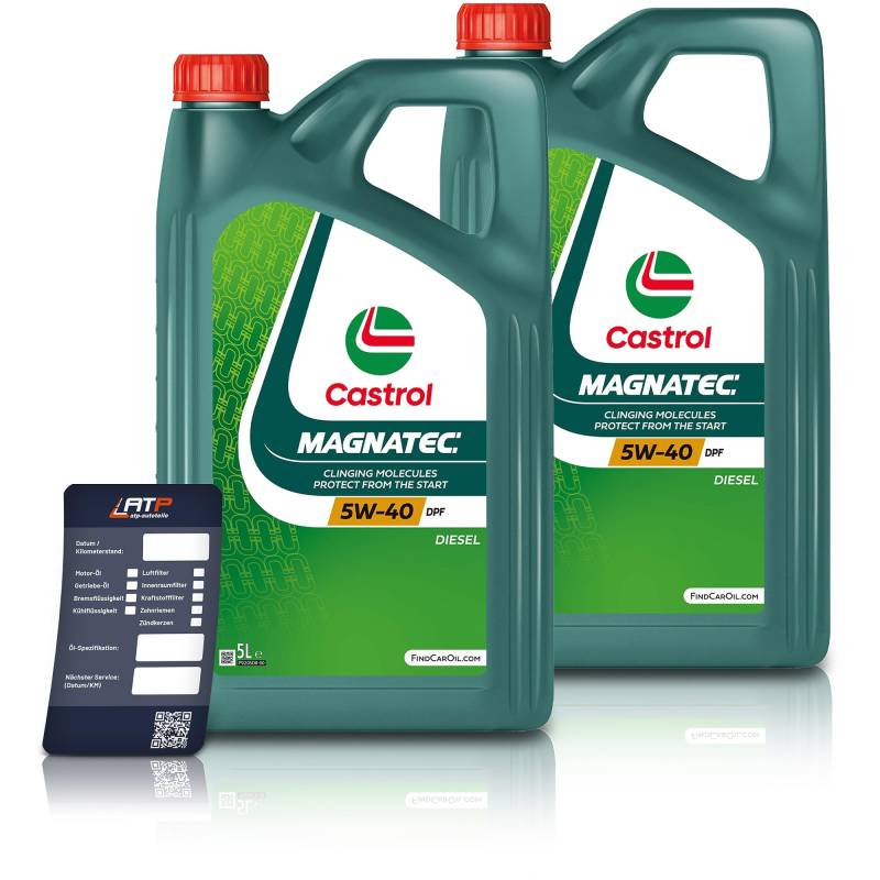 2x 5 L = 10 Liter Castrol Magnatec Diesel 5W-40 DPF Motoröl inkl. Castrol Ölwechselanhänger von Castrol