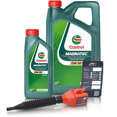 Castrol 6 L Magnatec 0W-30 D + Ölwechsel-Anhänger + Einfülltrichter [Hersteller-Nr. 15F67A] von Castrol