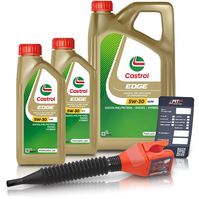 Castrol 7 L EDGE 5W-30 A5/B5 + Ölwechsel-Anhänger + Einfülltrichter [Hersteller-Nr. 15BAE8] von Castrol