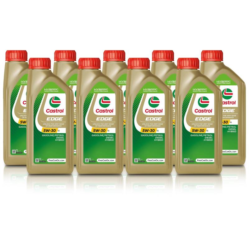 9x 1 L = 9 Liter Castrol Edge Fluid Titanium 5W-30 LL Motoröl von Castrol