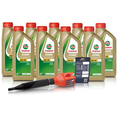 Castrol 9x 1 L EDGE 5W-30 M + Ölwechsel-Anhänger + Einfülltrichter [Hersteller-Nr. 15BF68] von Castrol