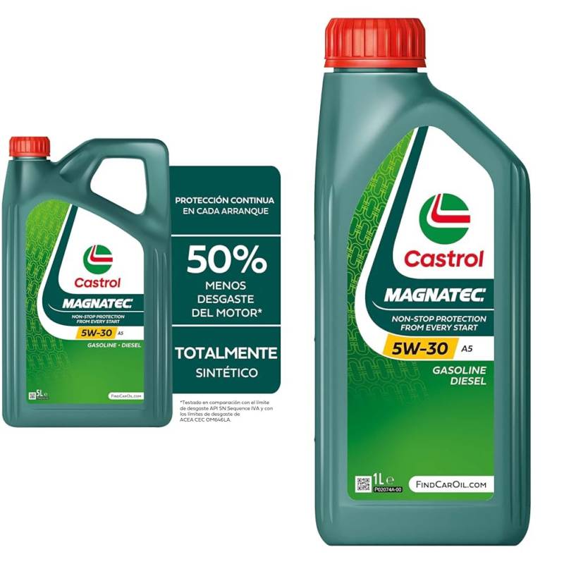 Castrol Bundle | Castrol MAGNATEC 5W-30 A5 Motoröl, 5L + 1L von Castrol