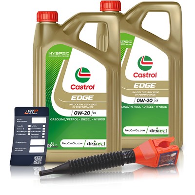 Castrol 10 L EDGE 0W-20 C5 + Ölwechsel-Anhänger + Einfülltrichter [Hersteller-Nr. 15CC96] von Castrol