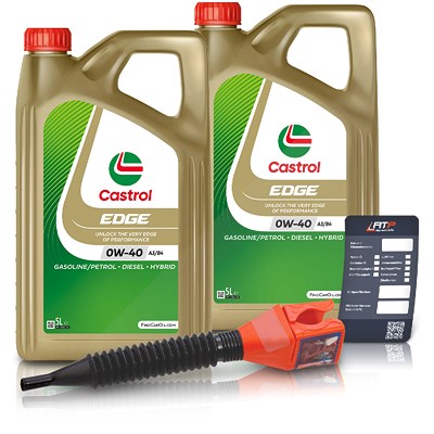 Castrol 10 L EDGE 0W-40 A3/B4 + Ölwechsel-Anhänger + Einfülltrichter [Hersteller-Nr. 15337F] von Castrol