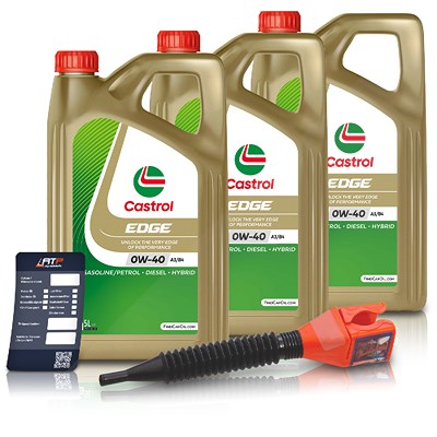 Castrol 15 L EDGE 0W-40 A3/B4 + Ölwechsel-Anhänger + Einfülltrichter [Hersteller-Nr. 15337F] von Castrol