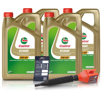 Castrol 20 EDGE 5W-40 M + Ölwechsel-Anhänger + Einfülltrichter [Hersteller-Nr. 15D3AB] von Castrol