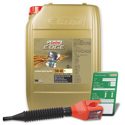 Castrol 20 L EDGE 5W-40 M + Ölwechsel-Anhänger + Einfülltrichter [Hersteller-Nr. 15D3AC] von Castrol