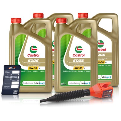 Castrol 20 L EDGE 5W-30 C3 + Ölwechsel-Anhänger + Einfülltrichter von Castrol