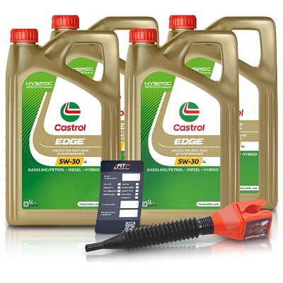 Castrol 20 L EDGE 5W-30 LL + Ölwechsel-Anhänger + Einfülltrichter [Hersteller-Nr. 15669E] von Castrol