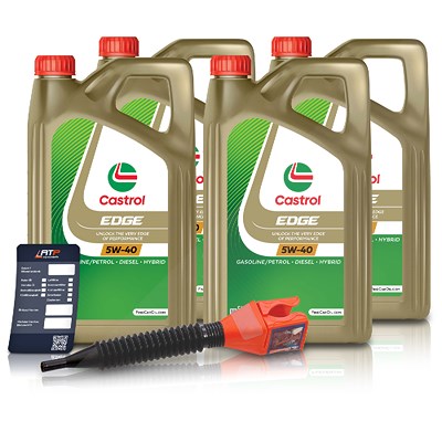 Castrol 20 L EDGE 5W-40 + Ölwechsel-Anhänger + Einfülltrichter [Hersteller-Nr. 1535F1] von Castrol